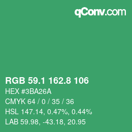 カラーコード: RGB 59.1 162.8 106 | qconv.com