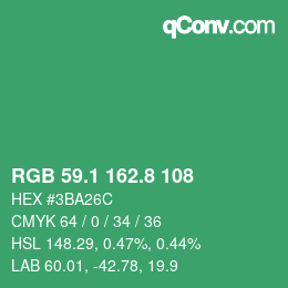 カラーコード: RGB 59.1 162.8 108 | qconv.com