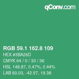 カラーコード: RGB 59.1 162.8 109 | qconv.com