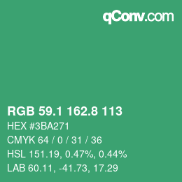 カラーコード: RGB 59.1 162.8 113 | qconv.com