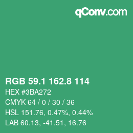カラーコード: RGB 59.1 162.8 114 | qconv.com