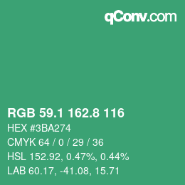 カラーコード: RGB 59.1 162.8 116 | qconv.com