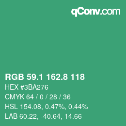 カラーコード: RGB 59.1 162.8 118 | qconv.com