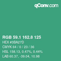 カラーコード: RGB 59.1 162.8 125 | qconv.com
