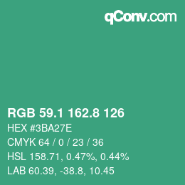 カラーコード: RGB 59.1 162.8 126 | qconv.com