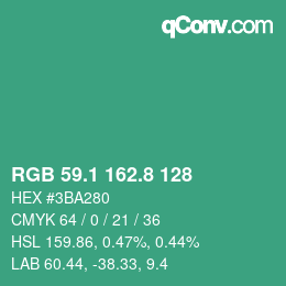 カラーコード: RGB 59.1 162.8 128 | qconv.com