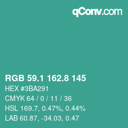 Color code: RGB 59.1 162.8 145 | qconv.com