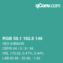 Color code: RGB 59.1 162.8 149 | qconv.com