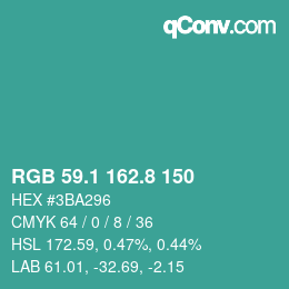 Color code: RGB 59.1 162.8 150 | qconv.com