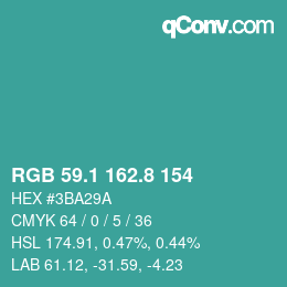 Farbcode: RGB 59.1 162.8 154 | qconv.com