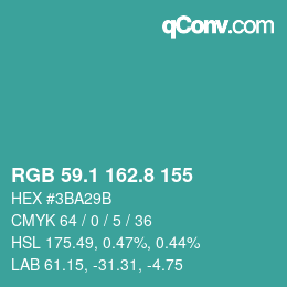 Color code: RGB 59.1 162.8 155 | qconv.com