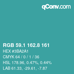 カラーコード: RGB 59.1 162.8 161 | qconv.com