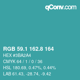 Color code: RGB 59.1 162.8 164 | qconv.com