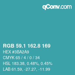 Código de color: RGB 59.1 162.8 169 | qconv.com