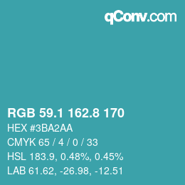 Farbcode: RGB 59.1 162.8 170 | qconv.com