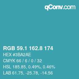 Code couleur: RGB 59.1 162.8 174 | qconv.com