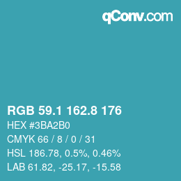 カラーコード: RGB 59.1 162.8 176 | qconv.com