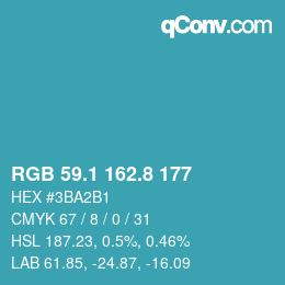 カラーコード: RGB 59.1 162.8 177 | qconv.com