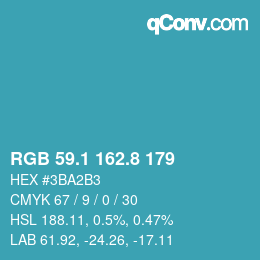 Código de color: RGB 59.1 162.8 179 | qconv.com