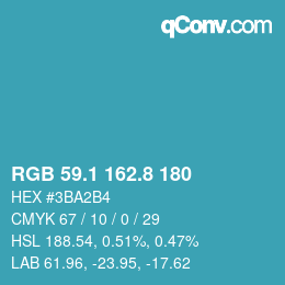 カラーコード: RGB 59.1 162.8 180 | qconv.com