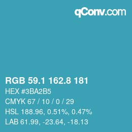 カラーコード: RGB 59.1 162.8 181 | qconv.com