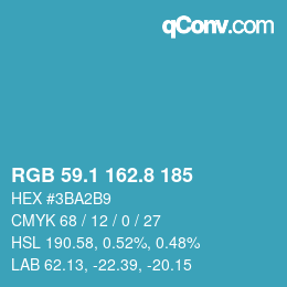 カラーコード: RGB 59.1 162.8 185 | qconv.com