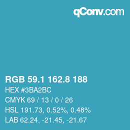 Código de color: RGB 59.1 162.8 188 | qconv.com