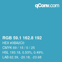 Color code: RGB 59.1 162.8 192 | qconv.com
