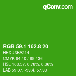 Color code: RGB 59.1 162.8 20 | qconv.com