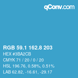 カラーコード: RGB 59.1 162.8 203 | qconv.com
