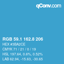 Color code: RGB 59.1 162.8 206 | qconv.com