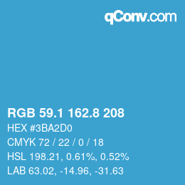 Color code: RGB 59.1 162.8 208 | qconv.com