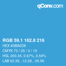 Color code: RGB 59.1 162.8 216 | qconv.com
