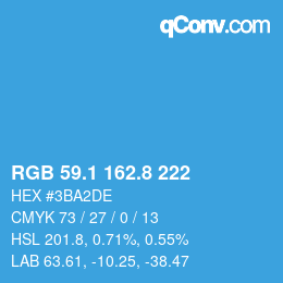 Código de color: RGB 59.1 162.8 222 | qconv.com