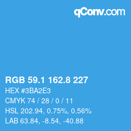 カラーコード: RGB 59.1 162.8 227 | qconv.com