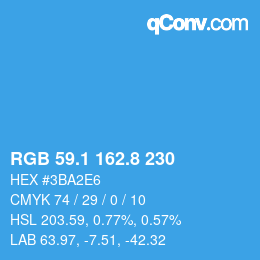 Farbcode: RGB 59.1 162.8 230 | qconv.com