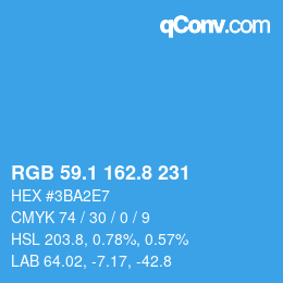 Color code: RGB 59.1 162.8 231 | qconv.com