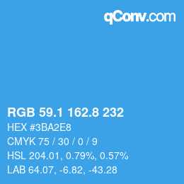 カラーコード: RGB 59.1 162.8 232 | qconv.com