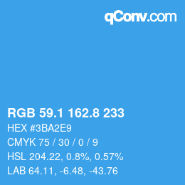カラーコード: RGB 59.1 162.8 233 | qconv.com