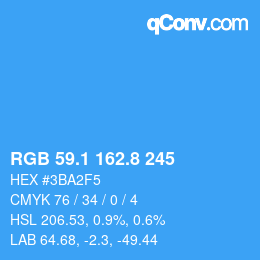 Color code: RGB 59.1 162.8 245 | qconv.com