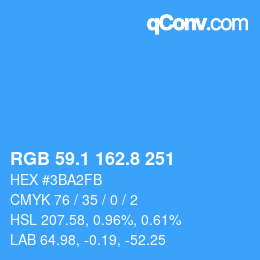Color code: RGB 59.1 162.8 251 | qconv.com