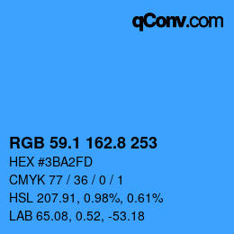 カラーコード: RGB 59.1 162.8 253 | qconv.com