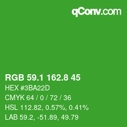 カラーコード: RGB 59.1 162.8 45 | qconv.com