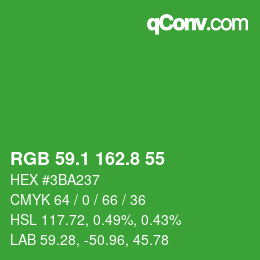 カラーコード: RGB 59.1 162.8 55 | qconv.com