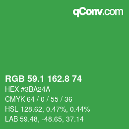 カラーコード: RGB 59.1 162.8 74 | qconv.com
