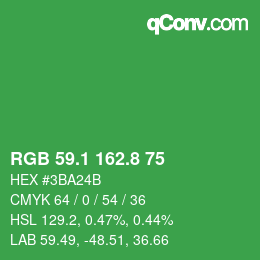 カラーコード: RGB 59.1 162.8 75 | qconv.com