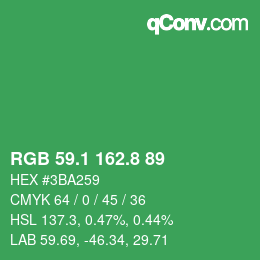 カラーコード: RGB 59.1 162.8 89 | qconv.com