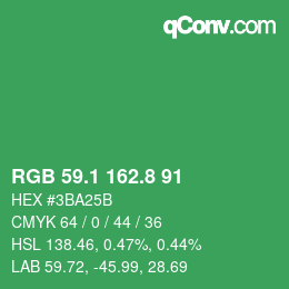 カラーコード: RGB 59.1 162.8 91 | qconv.com