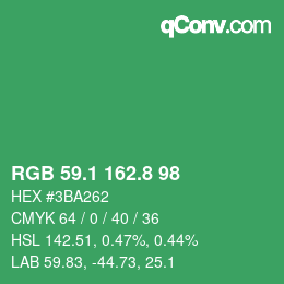 カラーコード: RGB 59.1 162.8 98 | qconv.com