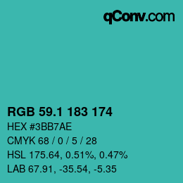 カラーコード: RGB 59.1 183 174 | qconv.com